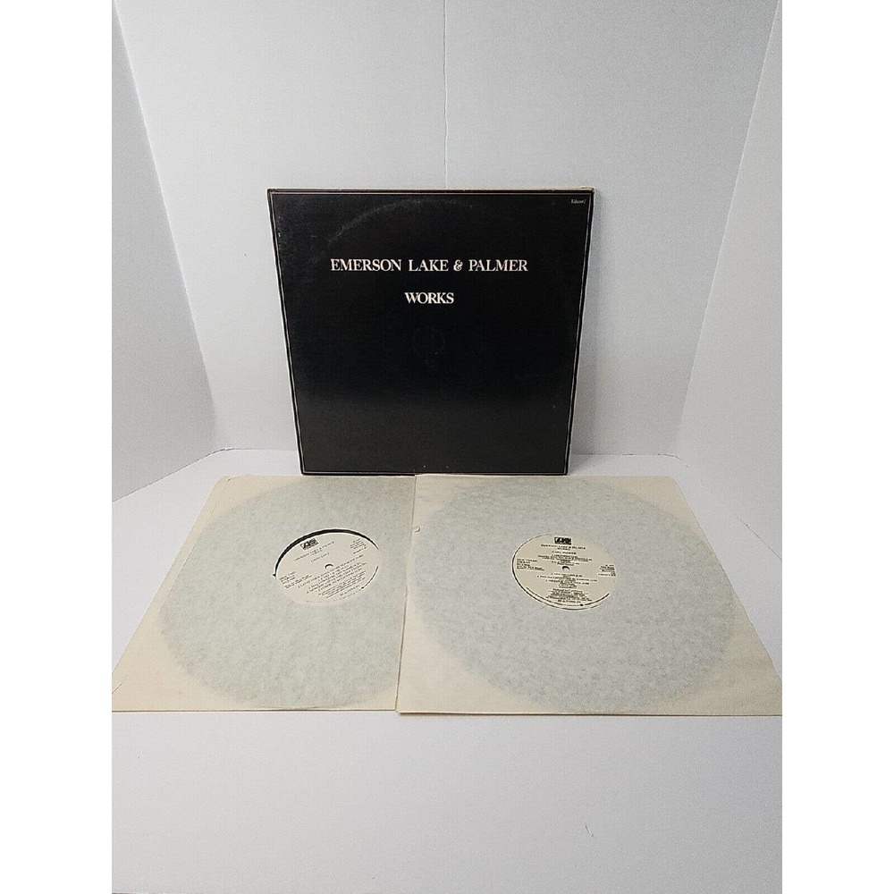 EMERSON LAKE & PALMER Works ATLANTIC 2XLP VG+ uk embossed tri-fold cover n